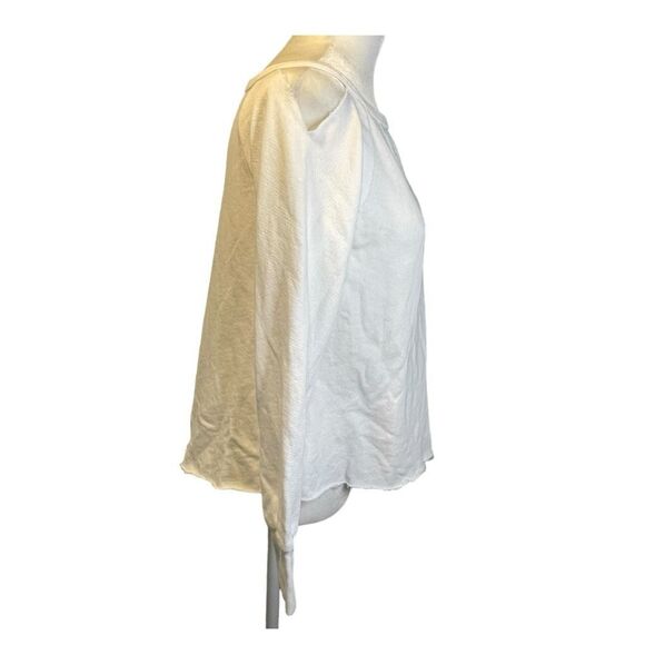 Michael Lauren Distressed Sweatshirt White French Terry Long Sleeve Crewneck S - Picture 7 of 11